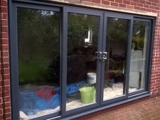 Grey upvc pane sliding patio - 4-pane,