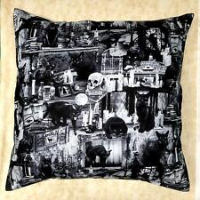 Gothic Cats, Skulls & Ravens Cushion Cover Case fits 18"x18" 100% Cotton Fabric