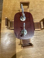  Vintage Dollhouse Lundby wooden table , four chairs and candelabra.