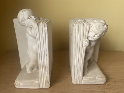 Antique chalkware bookends - antique,
