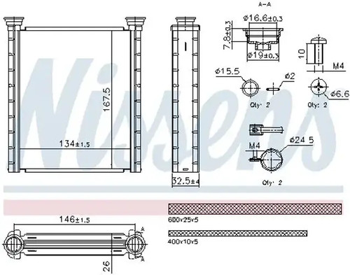 Heater core brazed cooling - heater,