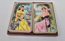Thomas De La Rue Boudoir Lady Playing Cards in Red Box Vintage E2