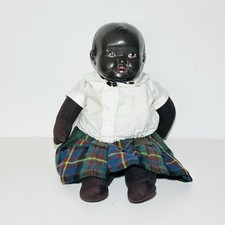 50s/60s Beautiful Antique Black baby Doll Hand Painted 30cm Original clothes