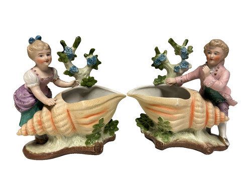 Vintage bisque conical shell - bisque,