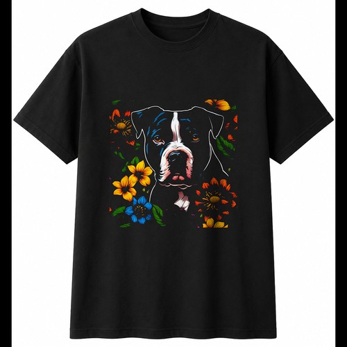 American bully with flowers - american,