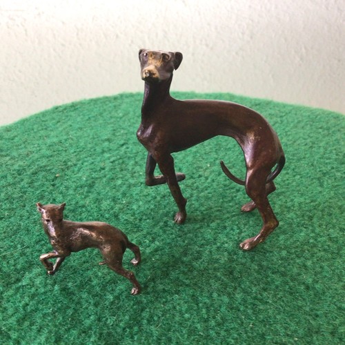 Small cast solid bronze dog - bronze,