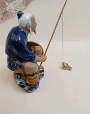 Mini Chinese Fisherman Figurine Garden Fishing Statue By Wanjiangl.