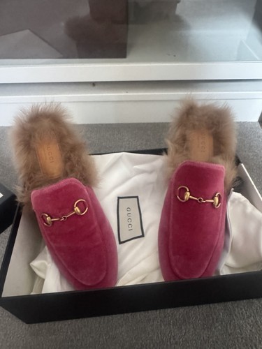 Gucci princetown pink velvet - gucci,