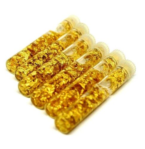 Gold flake glass vials set - flake,