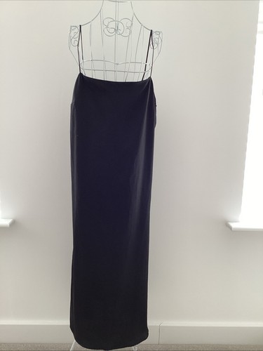 Long black satin chemise - long,