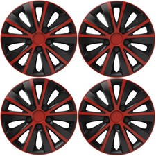 4 x Back & Red Wheel Trims Hub
