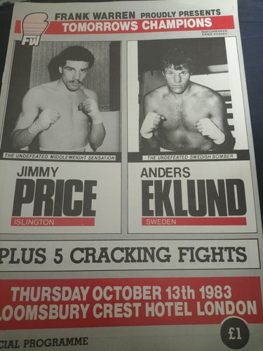 Vintage boxing programme - boxing, jimmy