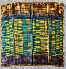 Richard Allen Silk Scarf Shawl Grid Pattern Bold Colours  Hand Rolled Edge ExCon