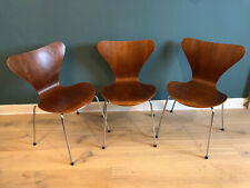 Set of 3 original 1960s Fritz Hansen Series 7 chairs by Arne Jacobsen teak