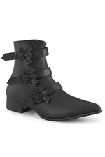 Demoniacult WARLOCK-50-B Block Heel Ankle Boot W/Triple Bat Buckle Straps UK7