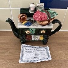 ORIGINAL TONY CARTER NOVELTY  “GARDENER’S” TEAPOT with Cert.  Of Authenticity