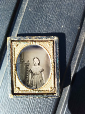 ANTIQUE AMBROTYPE PHOTO GIRL ATMOSPHERIC NAMED DATED ADDRESS 1855-61