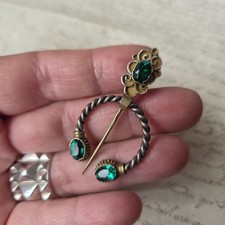 Antique 19th Century Provençal Fibula in Silver with Rhinestones