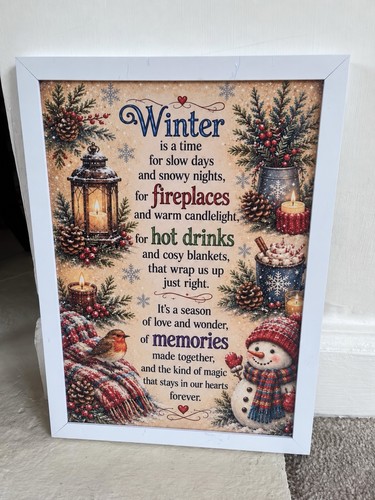 Cosy winter poem print - cosy,