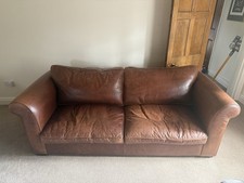 Laura Ashley Burgess XL brown tan leather large sofa 4 Seater *collect CB9*
