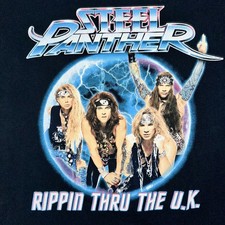 Steel Panther Black Band T-Shirt (XL) Rippin' Thru the UK Balls Out Tour 2011