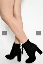 BLACK FAUX SUEDE LACE UP ANKLE BOOTS - RYANNAH High Heels Size 37