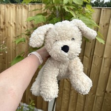DUNELM. LOVELY CREAM SHAGGY PLUSH DOG. VGC puppy pup soft toy 13" tall poodle?