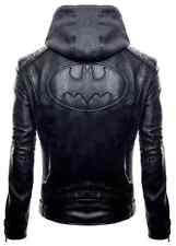 Men's Black Batman Leather Jacket | Arkham Bruce Wayne Bat Logo Leather Jacket