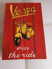 VESPA SCOOTER WOODEN SIGN "ENJOY THE RIDE" 12x8" FREE UK P+P NEW NEVER USED