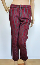 ZARA Trafaluc Ladies Red Dots Textured Straight Smart Chino Trousers Pants M