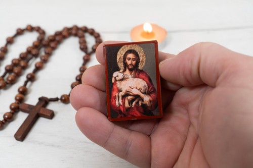 Miniature wooden icon with - miniature,