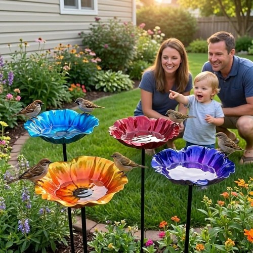 Flower shape bird bath - bird,