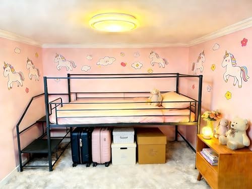 Single low loft bed frame - low,
