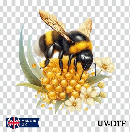 Floral bee honey comb - bee, uv