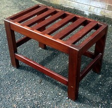 Victorian antique Arts Crafts Cotswold School solid mahogany luggage case stand