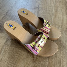 Scholl Wooden Clogs Sandals Size UK 5 EUR 38 - Made in Italy