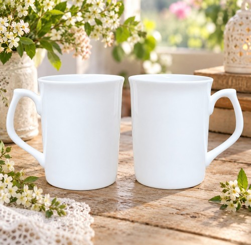 Topaz white mugs set fine - white, 2