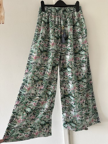 Floral silk wide - floral, trousers