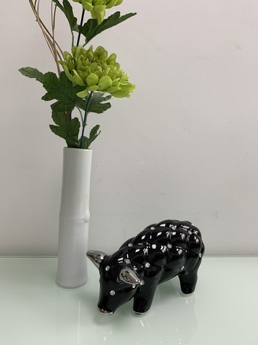 Diamante pig ornament black - diamante,