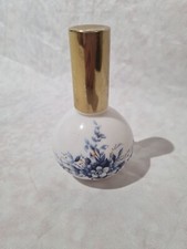 Vintage White With Blue Flower Perfume Bottle Refillable Atomisers Unbranded
