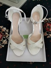 Quiz size 7 ivory and pearl Satin  wedding shoes worn once Ankle Strap 