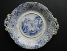 ANTIQUE RIDGWAY RHINE PATTERN RETICULATED EARED PLATE/DISH - 19CM