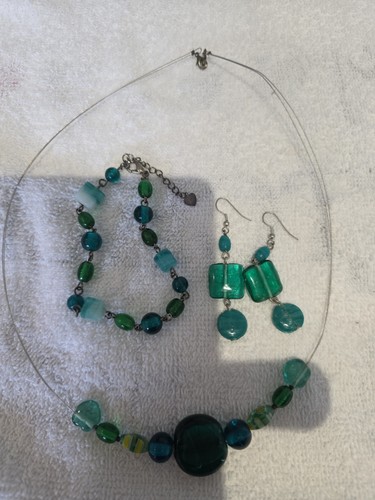 Beaded glass necklace - glass,