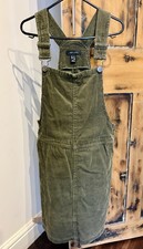 DUNGAREE DRESS, GREEN CORD