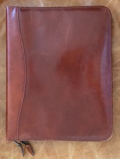 Genuine SCULLY • Brown Leather • 3 Ring Binder Zip Note Book Organiser • Vintage