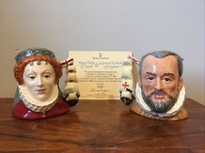 Royal Doulton King Philip of Spain & Queen Elizabeth of England D6821 D6822 COA