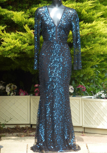 Goddiva blue sequin maxi - blue,