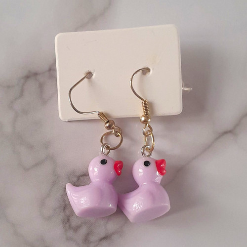Purple duck drop dangle - duck,