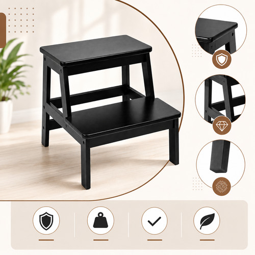 Bamboo step stool - 2, wooden