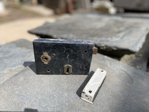 Vintage iron door rim lock - vintage,